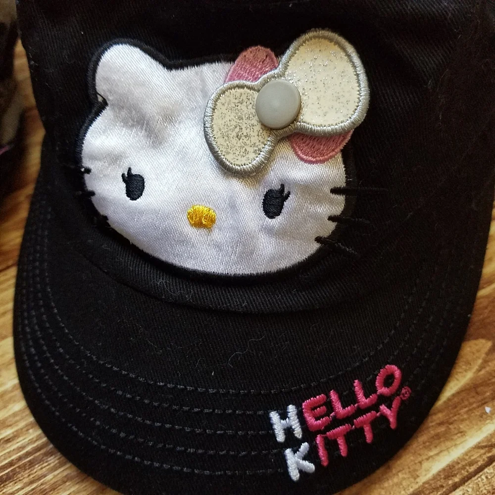 Hello Kitty Military Hat Black Camo Cap Girls Small Sanrio OSFM